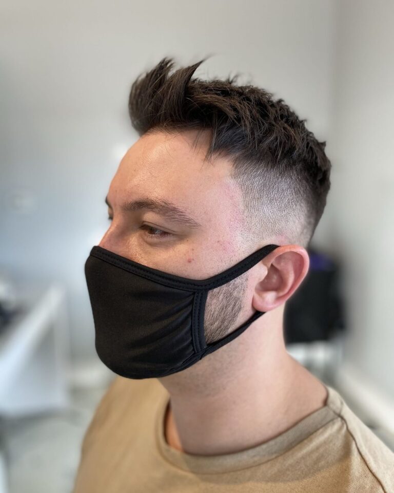 Men's skin fade with a messy textured top, Avalon Salon Calgary
